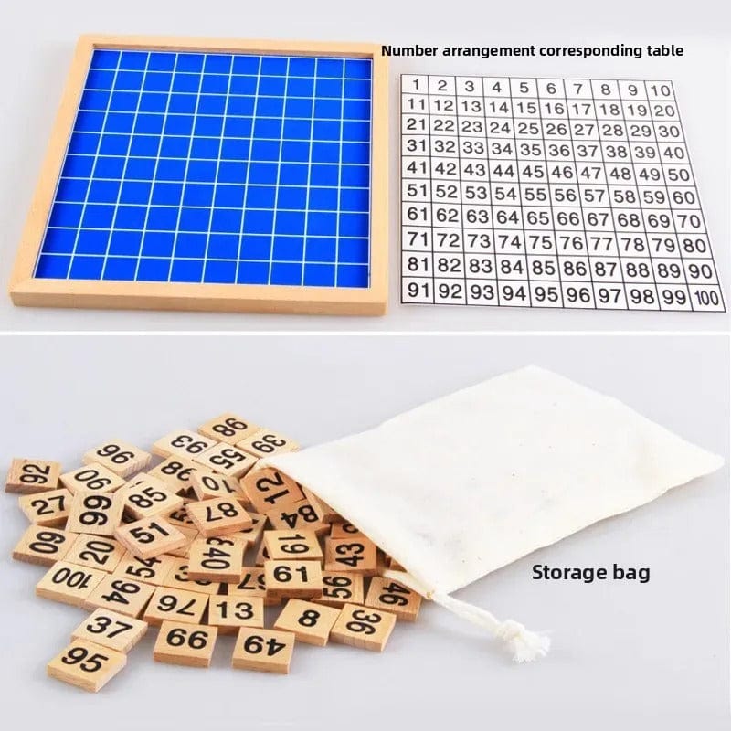 100-Square Wooden Counting Board