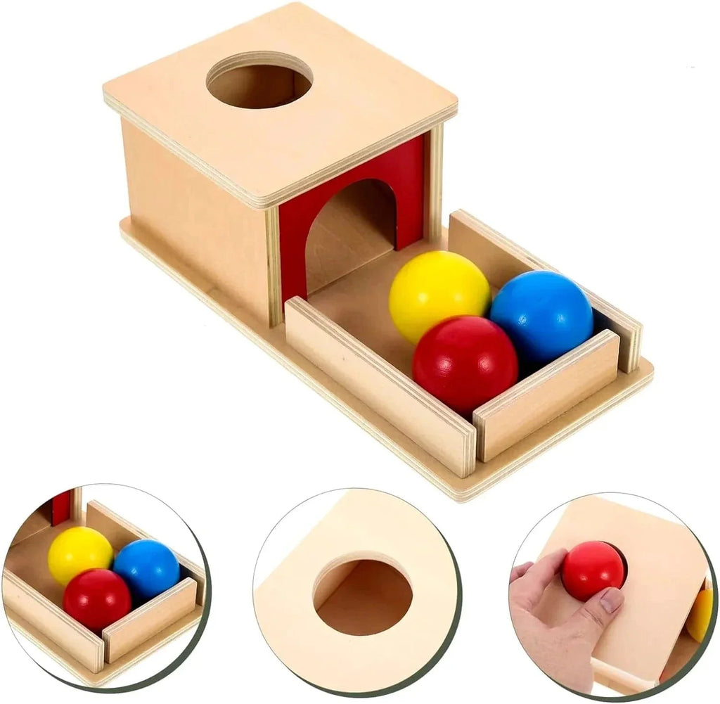 Juguete Montessori de caída de bolas y clasificación de formas