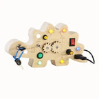 Wooden Busy Board with LED Lights & Gears