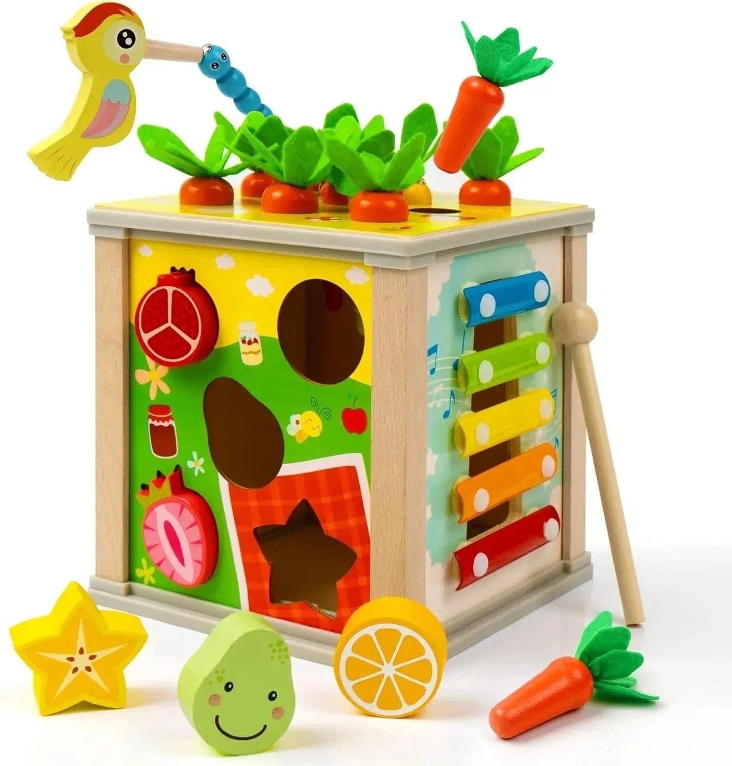 Wooden Activity Cube for Toddlers