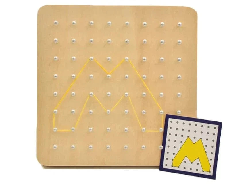 Wooden Nail Board with Rubber Bands