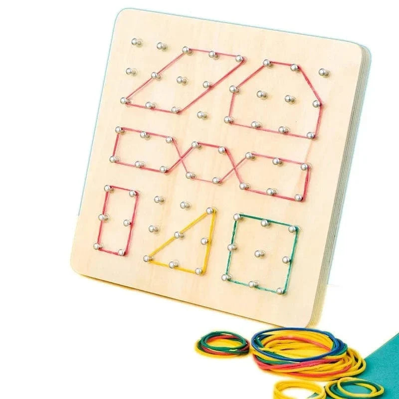 Wooden Nail Board with Rubber Bands