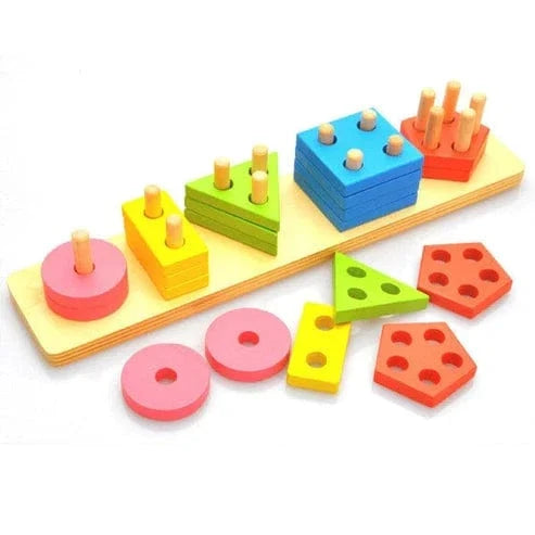 Wooden Peg Shape Sorting Puzzle for Toddlers
