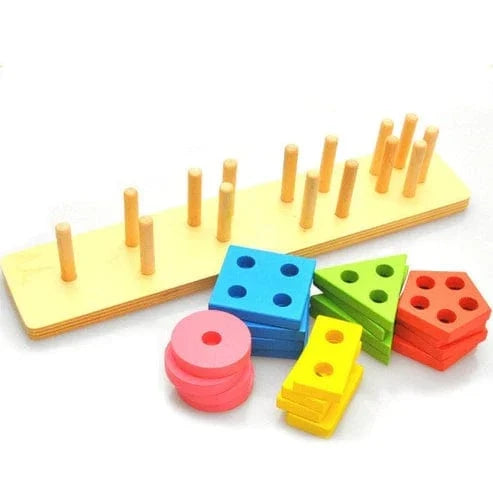Wooden Peg Shape Sorting Puzzle for Toddlers