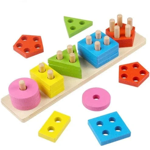 Wooden Peg Shape Sorting Puzzle for Toddlers