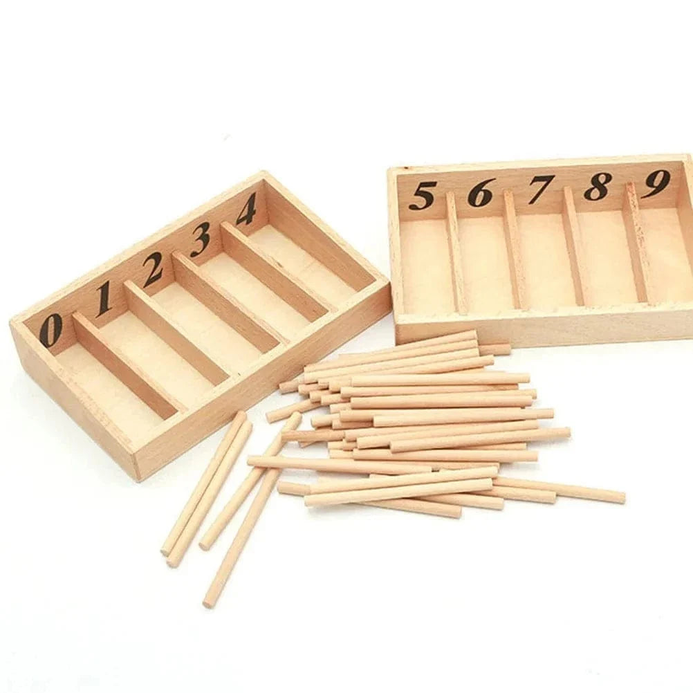 Wooden Spindle Box – Number Counting Learning Toy