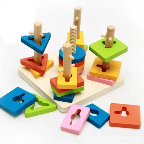 Wooden Shape Sorting Stacking Toy