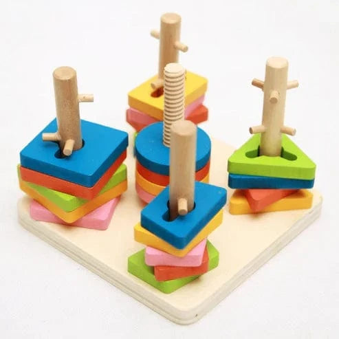 Wooden Shape Sorting Stacking Toy