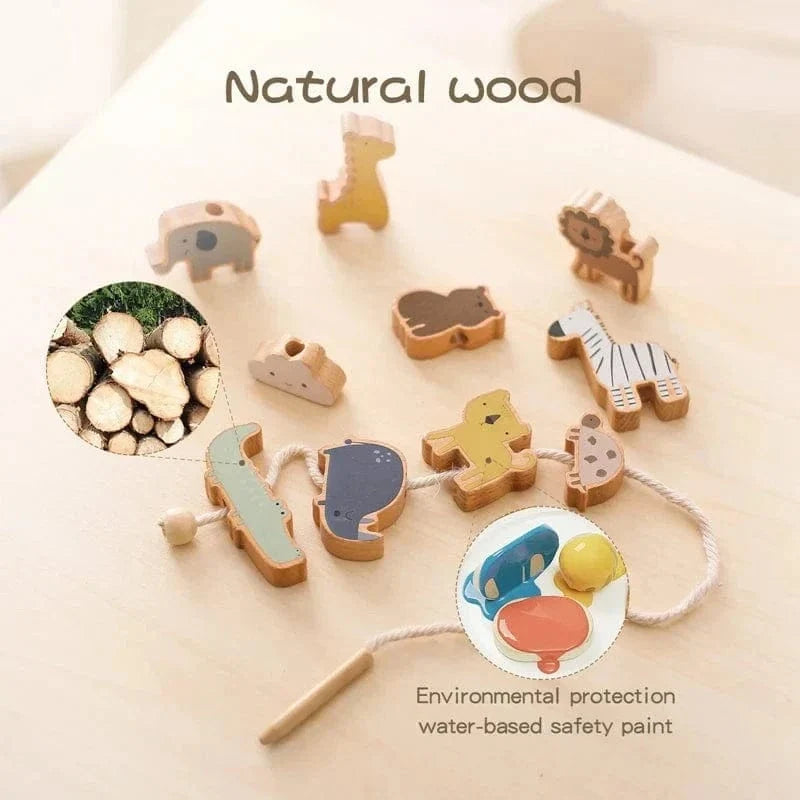 Wooden Animal Threading Puzzle for Toddlers