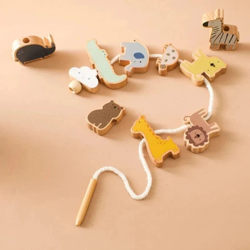 Wooden Animal Threading Puzzle for Toddlers