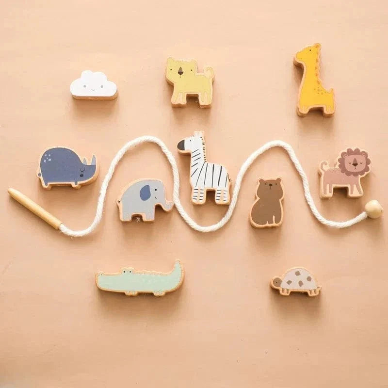 Wooden Animal Threading Puzzle for Toddlers
