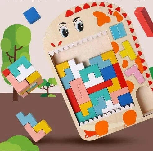Wooden Montessori Tetris Puzzle for Kids