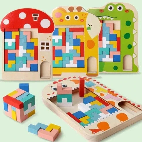 Wooden Montessori Tetris Puzzle for Kids